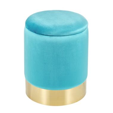 Pouf velluto tondo turchese apribile