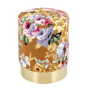 Pouf velluto tondo marrone fiori