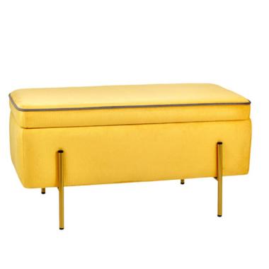 Pouf velluto rettangolare giallo apribile 80 x 40 x 41 cm