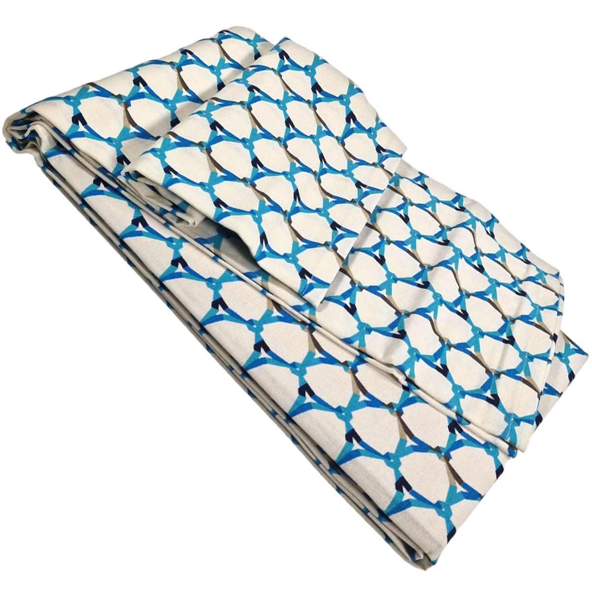 Tovaglia cotone fantasia rete azzurra 160 x 300 cm