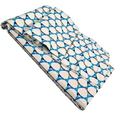 Tovaglia cotone fantasia rete azzurra 160 x 300 cm