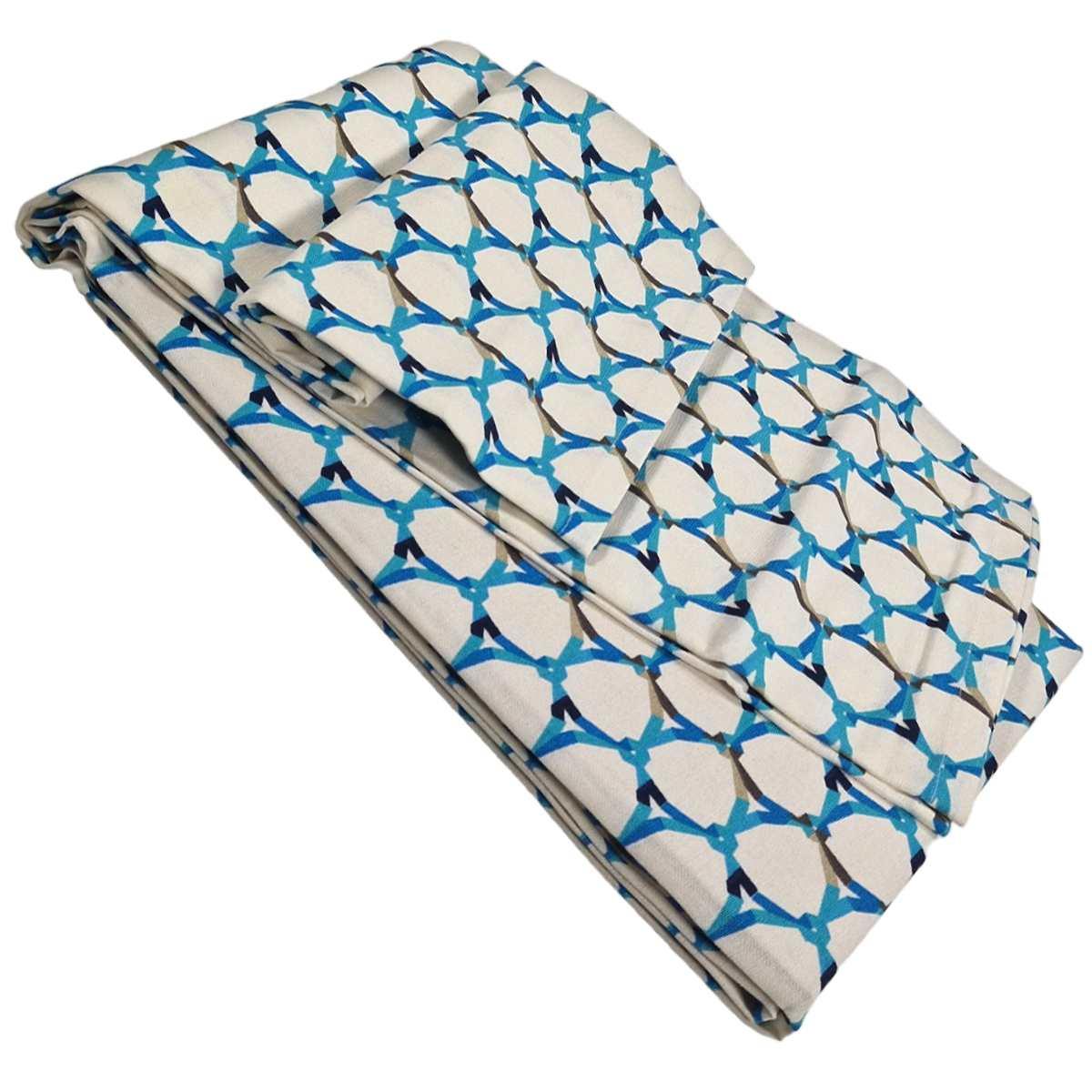 Tovaglia cotone fantasia rete azzurra 140 x 240 cm