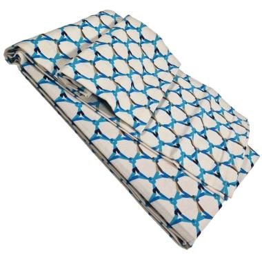 Tovaglia cotone fantasia rete azzurra 140 x 240 cm