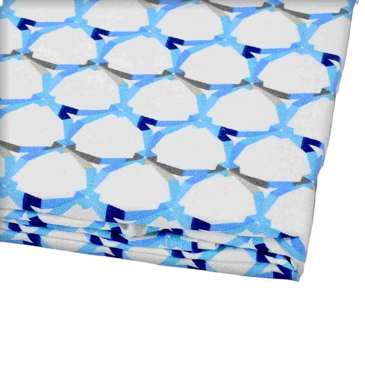 Tovaglia cotone fantasia rete azzurra 140 x 180 cm
