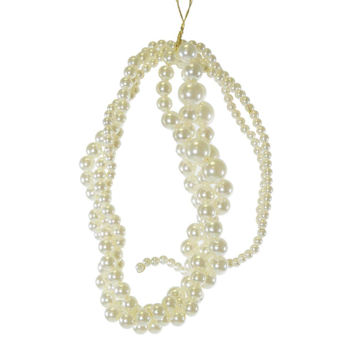 Decorazione natalizia grappolo perle avorio 65 cm