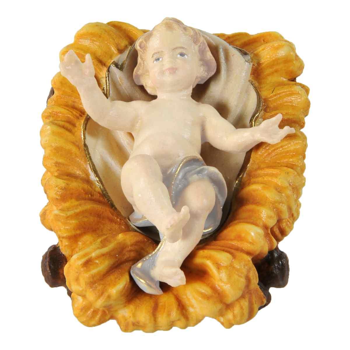 Statua presepe 15 cm scultura in legno culla gesù bambino