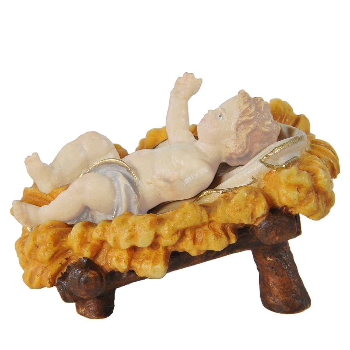 Statua presepe 15 cm scultura in legno culla gesù bambino