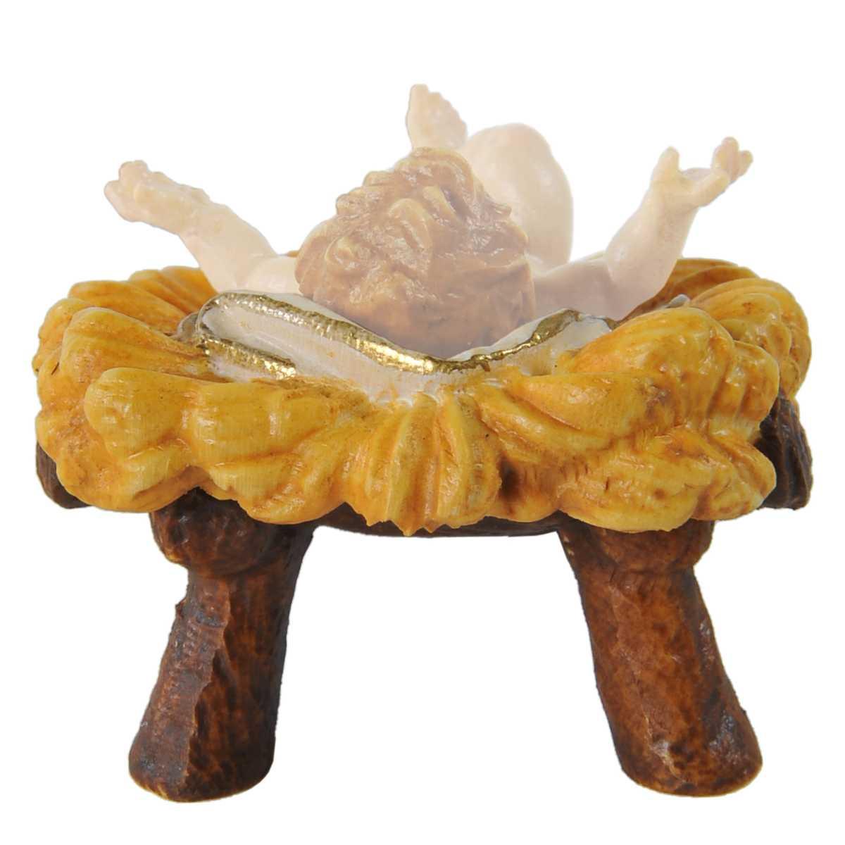 Statua presepe 15 cm scultura in legno culla gesù bambino
