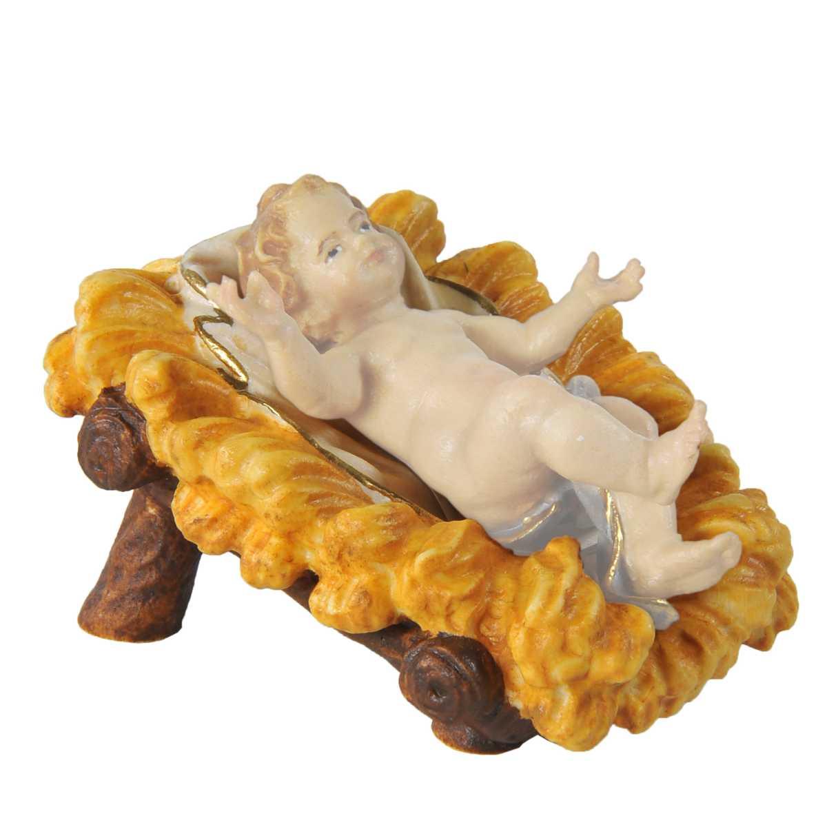 Statua presepe 15 cm scultura in legno culla gesù bambino