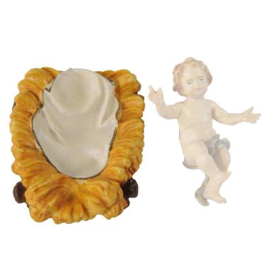 Statua presepe 15 cm scultura in legno culla gesù bambino