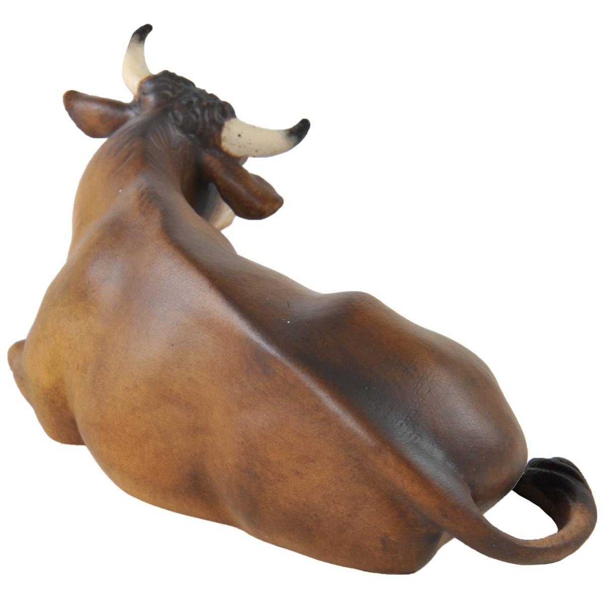 Statua presepe 15 cm scultura in legno bue sdraiato