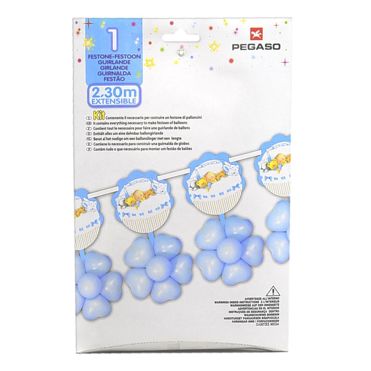 Festone party nascita azzurro palloncini mt
