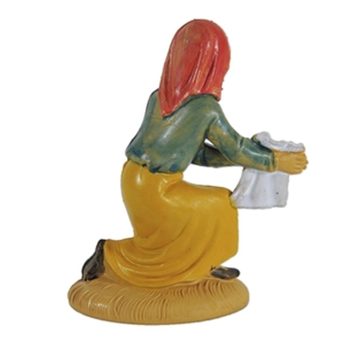 Statua presepe 10 cm pastorella panni