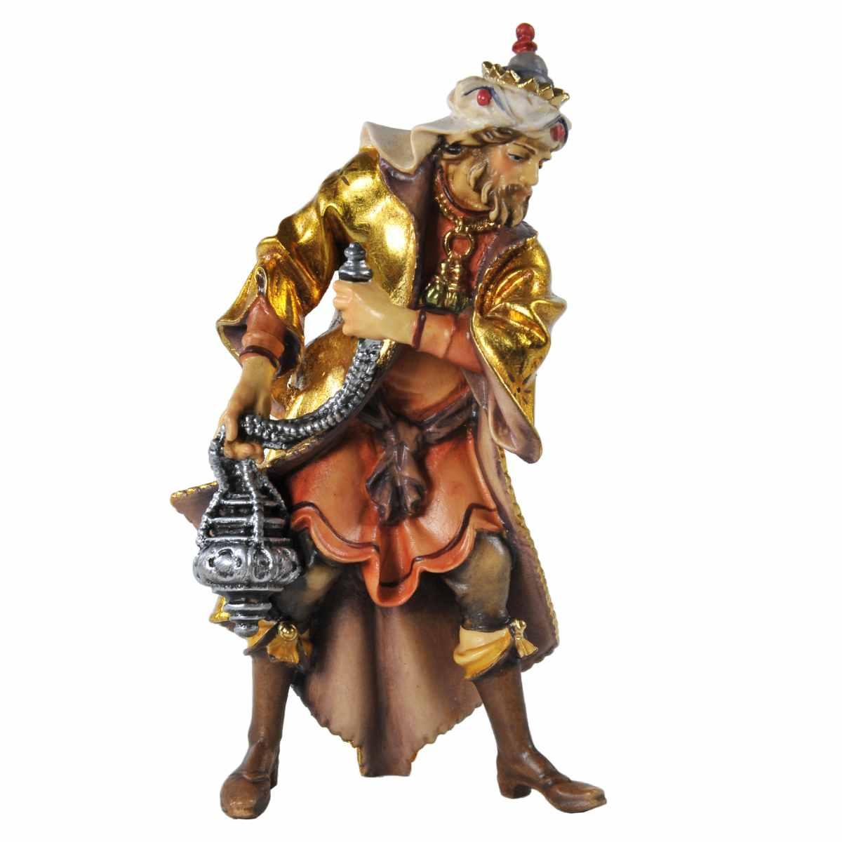 Statua presepe 15 cm scultura in legno re magio gaspare