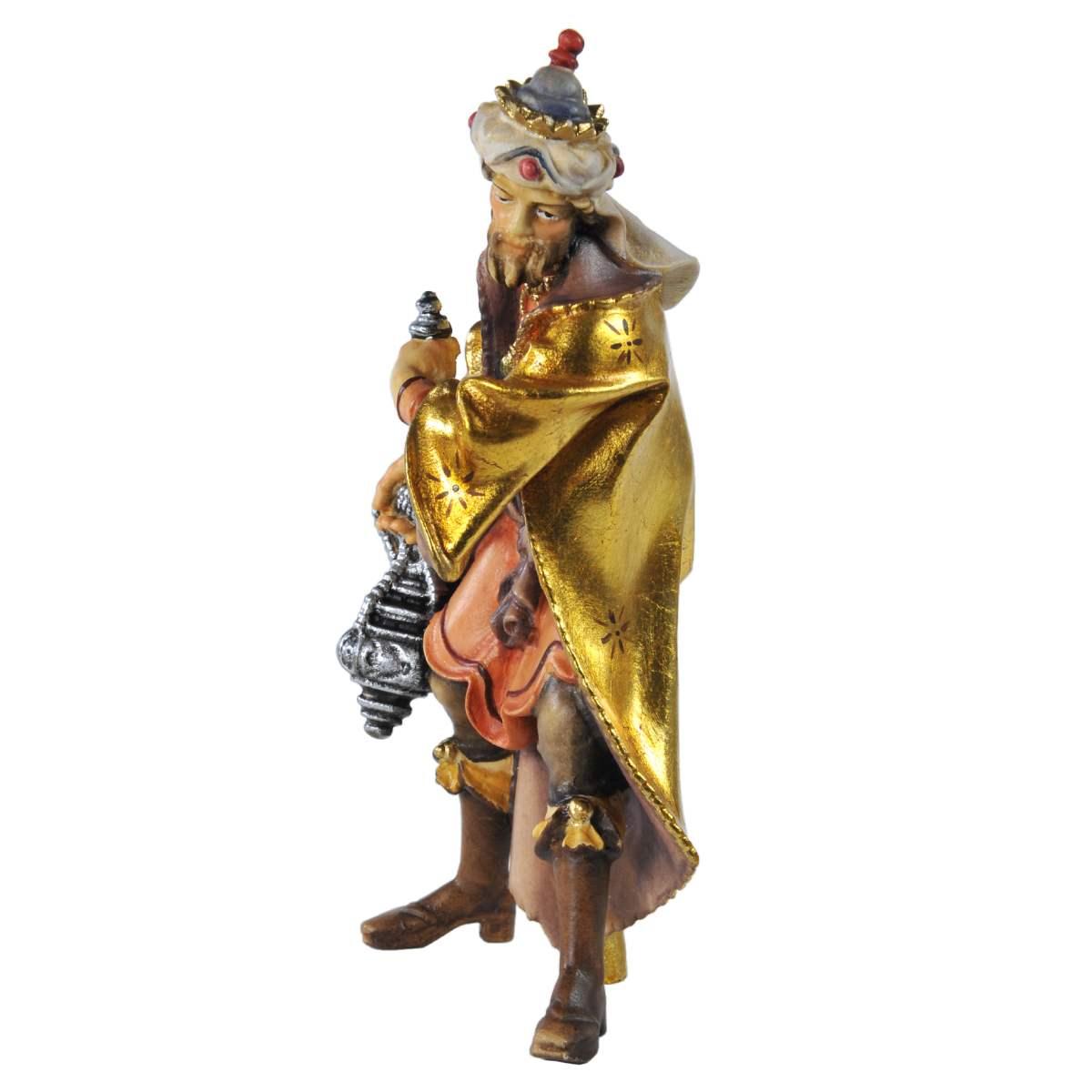 Statua presepe 15 cm scultura in legno re magio gaspare