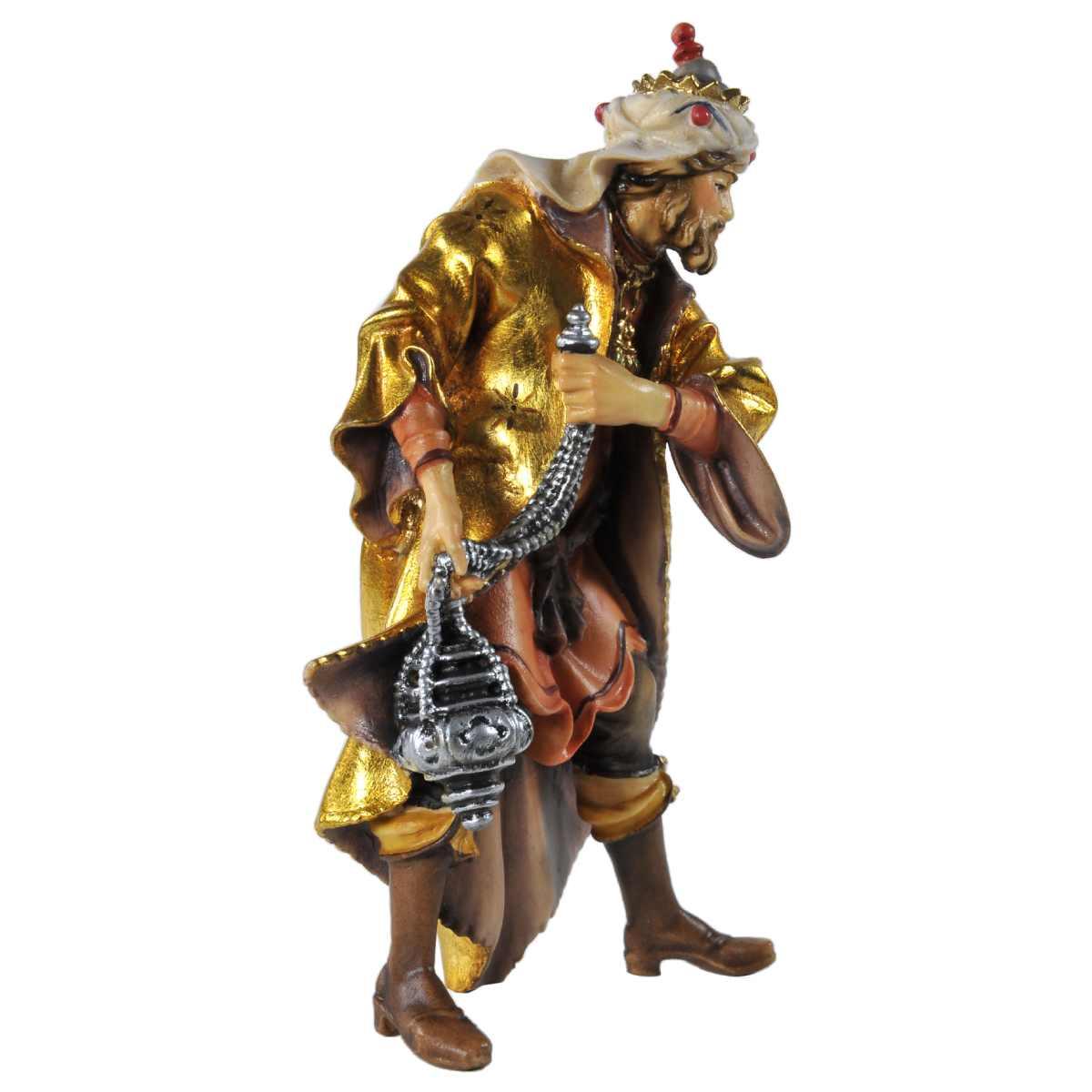 Statua presepe 15 cm scultura in legno re magio gaspare