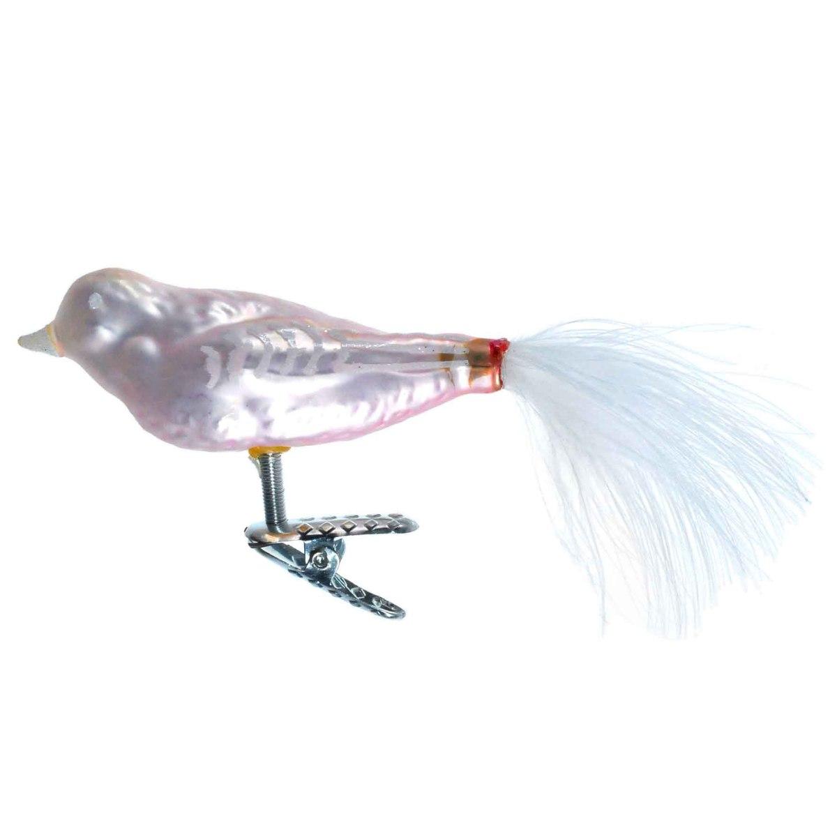 Pallina natalizia vetro collection uccello rosa 15 cm