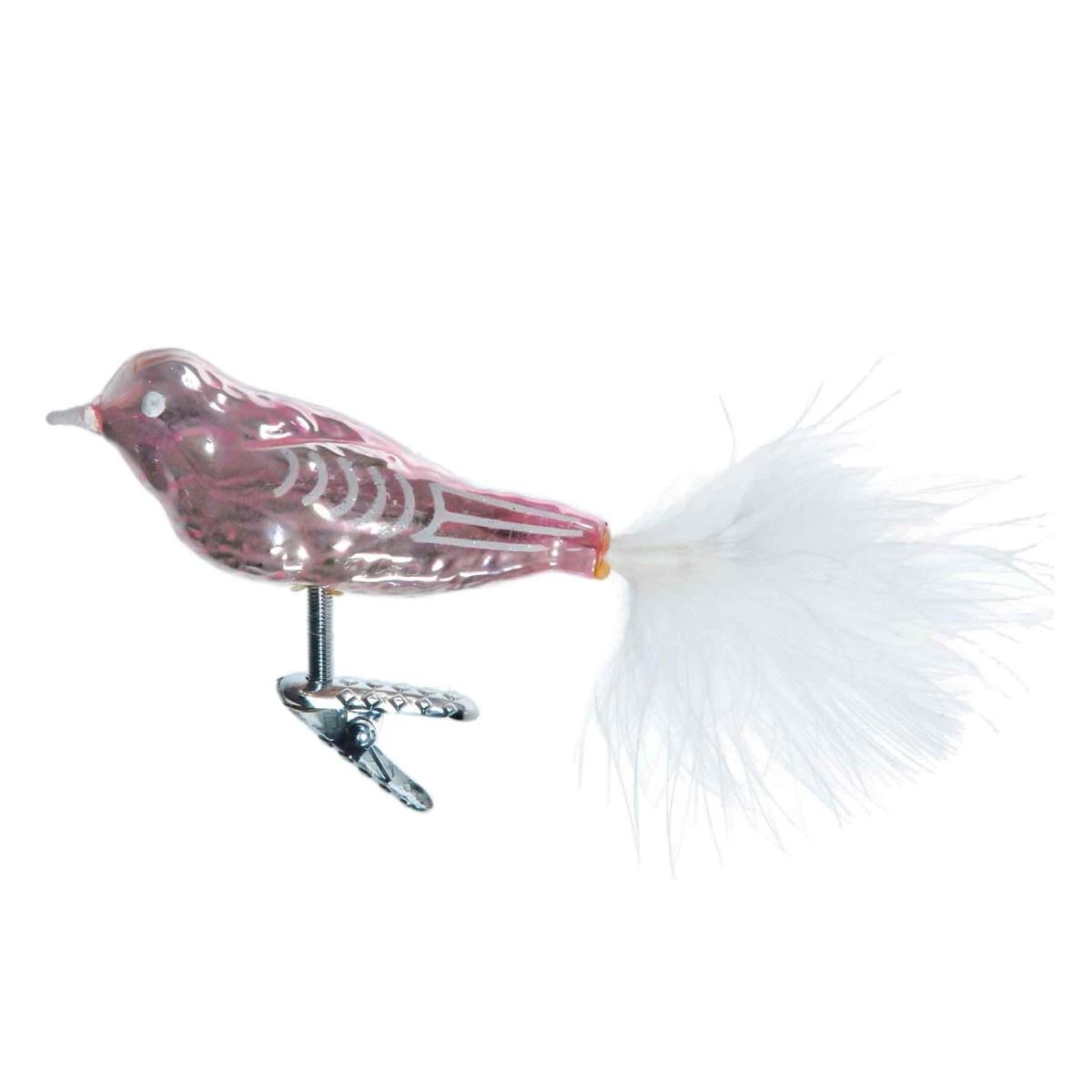 Pallina natalizia vetro collection uccello rosa lucido 15 cm
