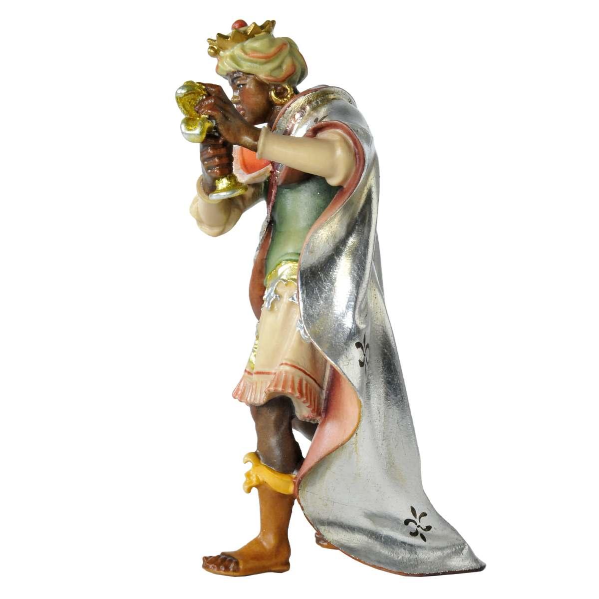 Statua presepe 15 cm scultura in legno re magio baldassarre