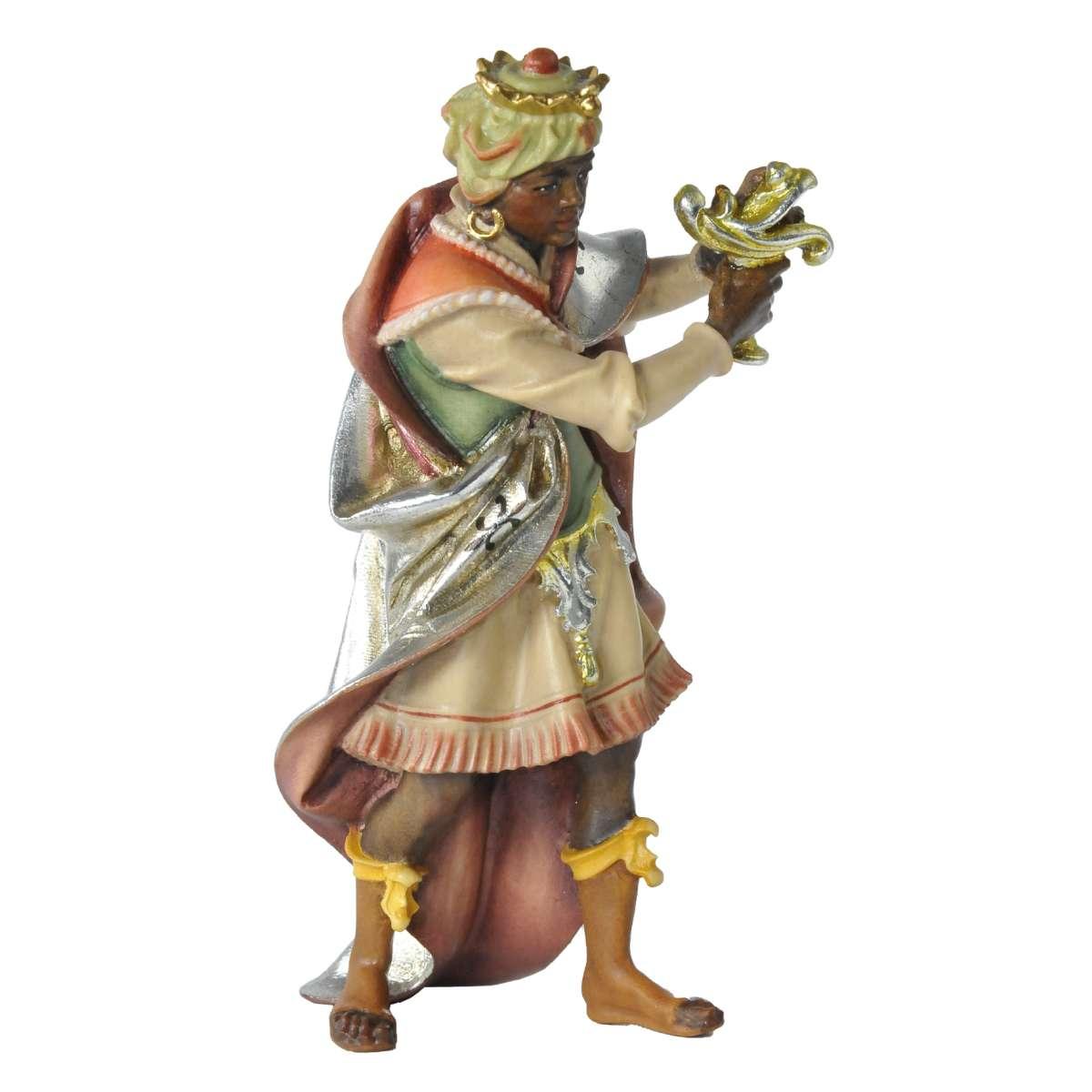 Statua presepe 15 cm scultura in legno re magio baldassarre