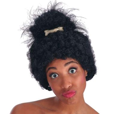 Parrucca afro nera riccia osso