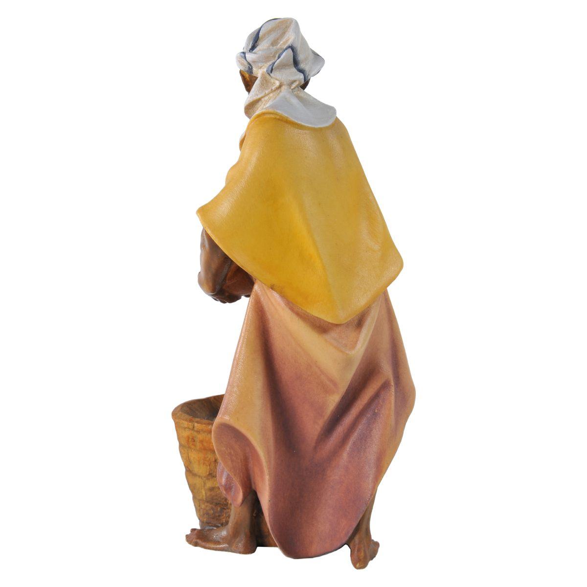 Statua presepe 15 cm scultura in legno cammelliere brocca di acqua