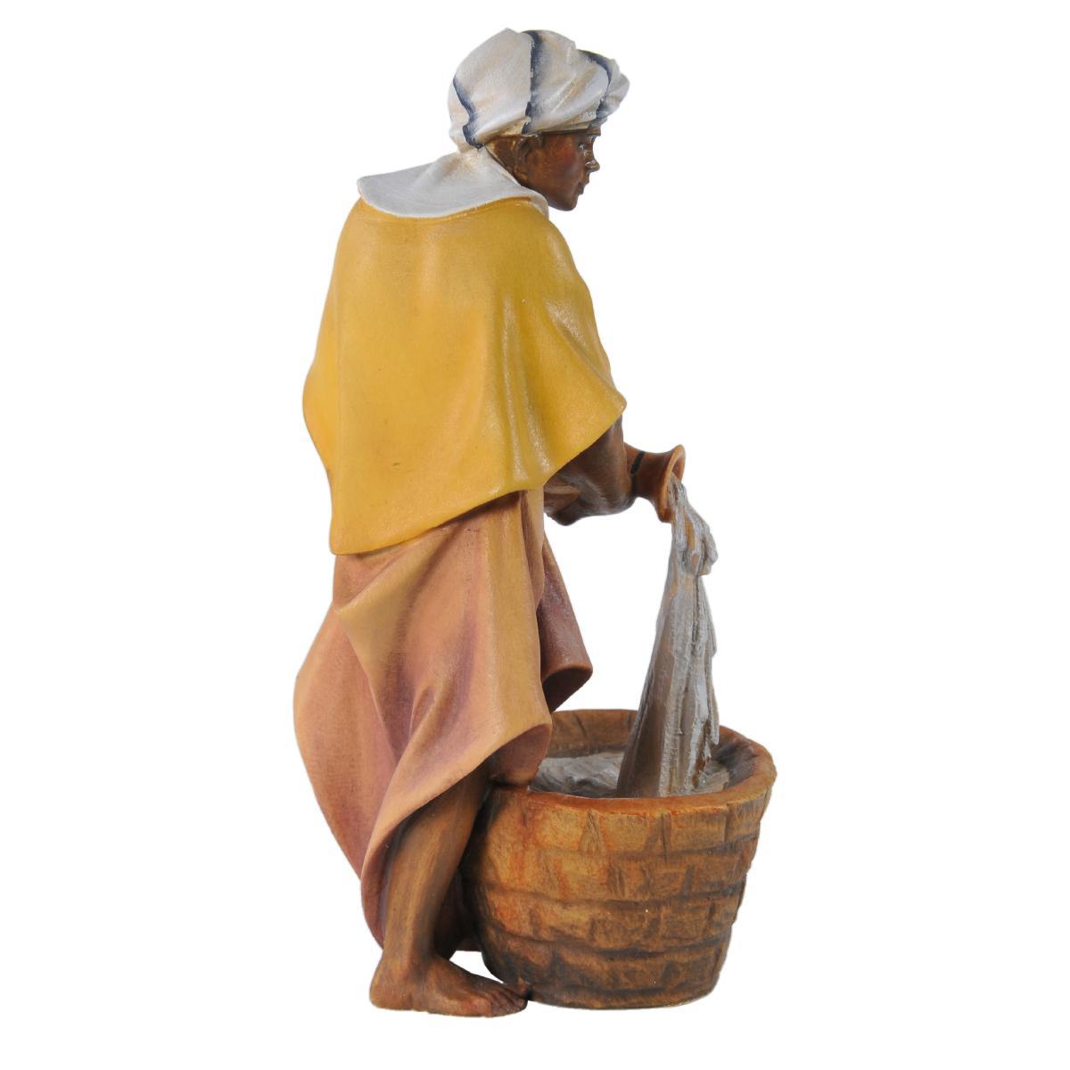 Statua presepe 15 cm scultura in legno cammelliere brocca di acqua