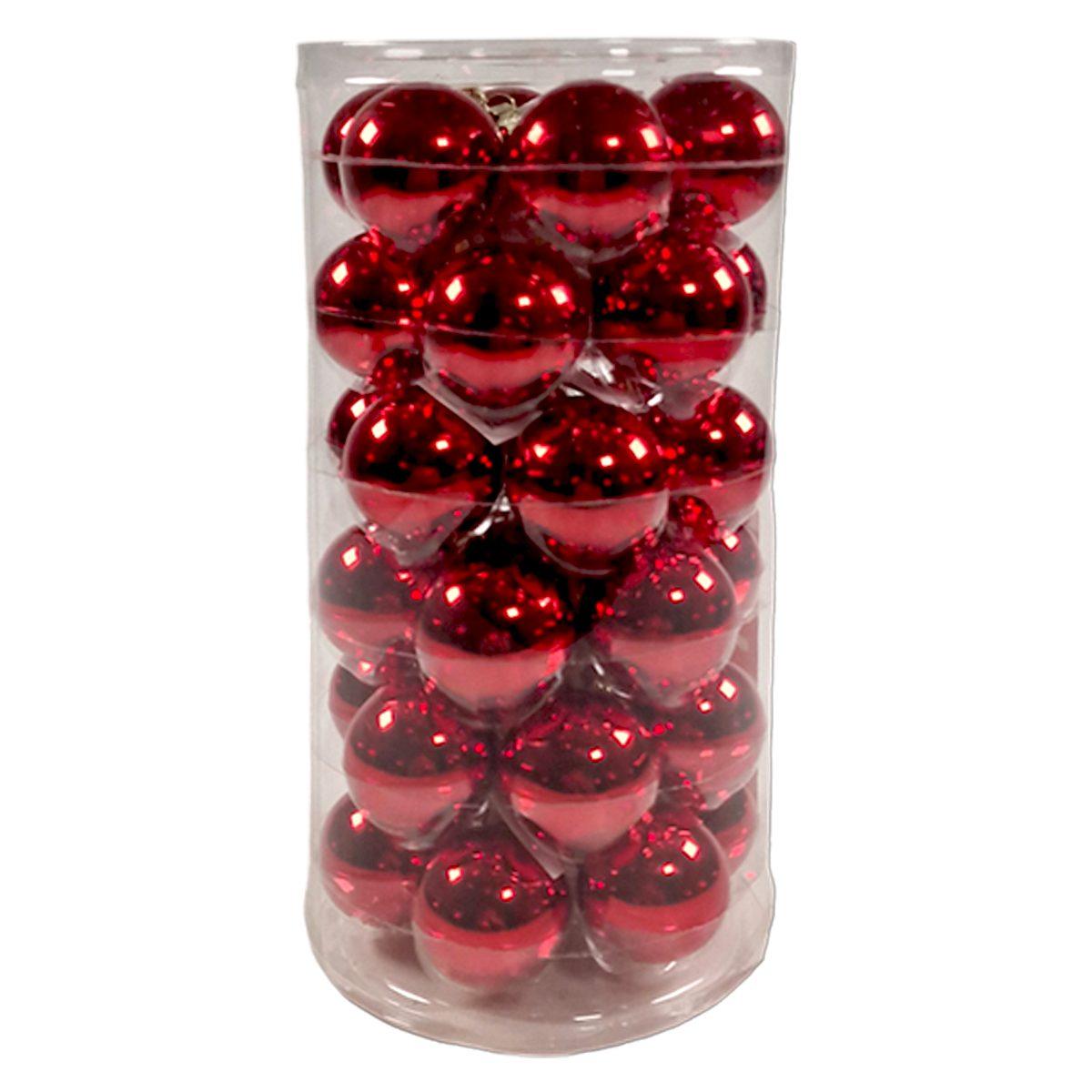 Pallina natalizia vetro rosso lucido Set 36 pz