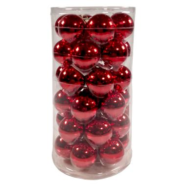 Pallina natalizia vetro rosso lucido Set 36 pz