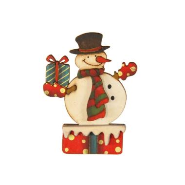 Molletta natalizia legno pupazzo neve 9 cm