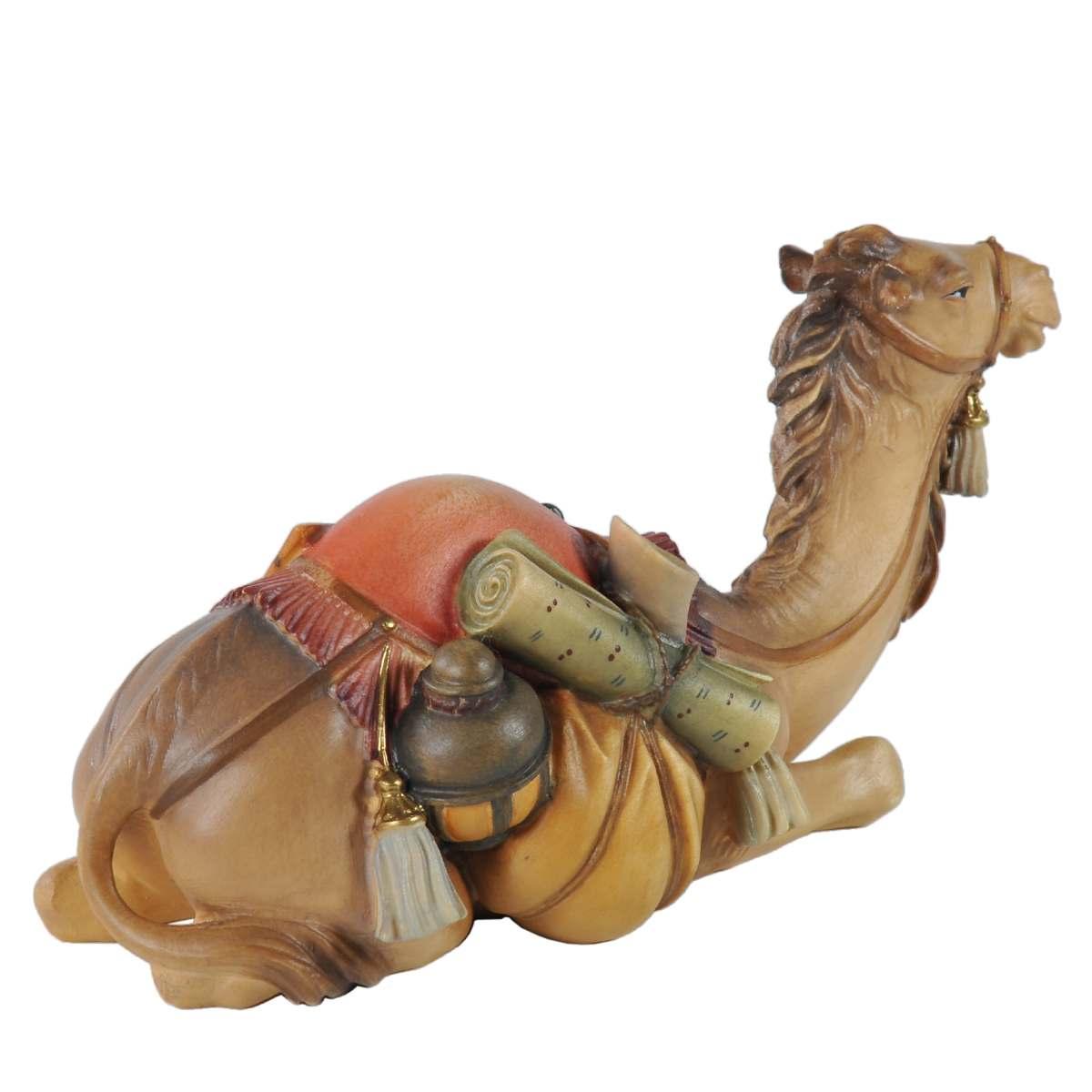 Statua presepe 15 cm scultura in legno cammello sdraiato