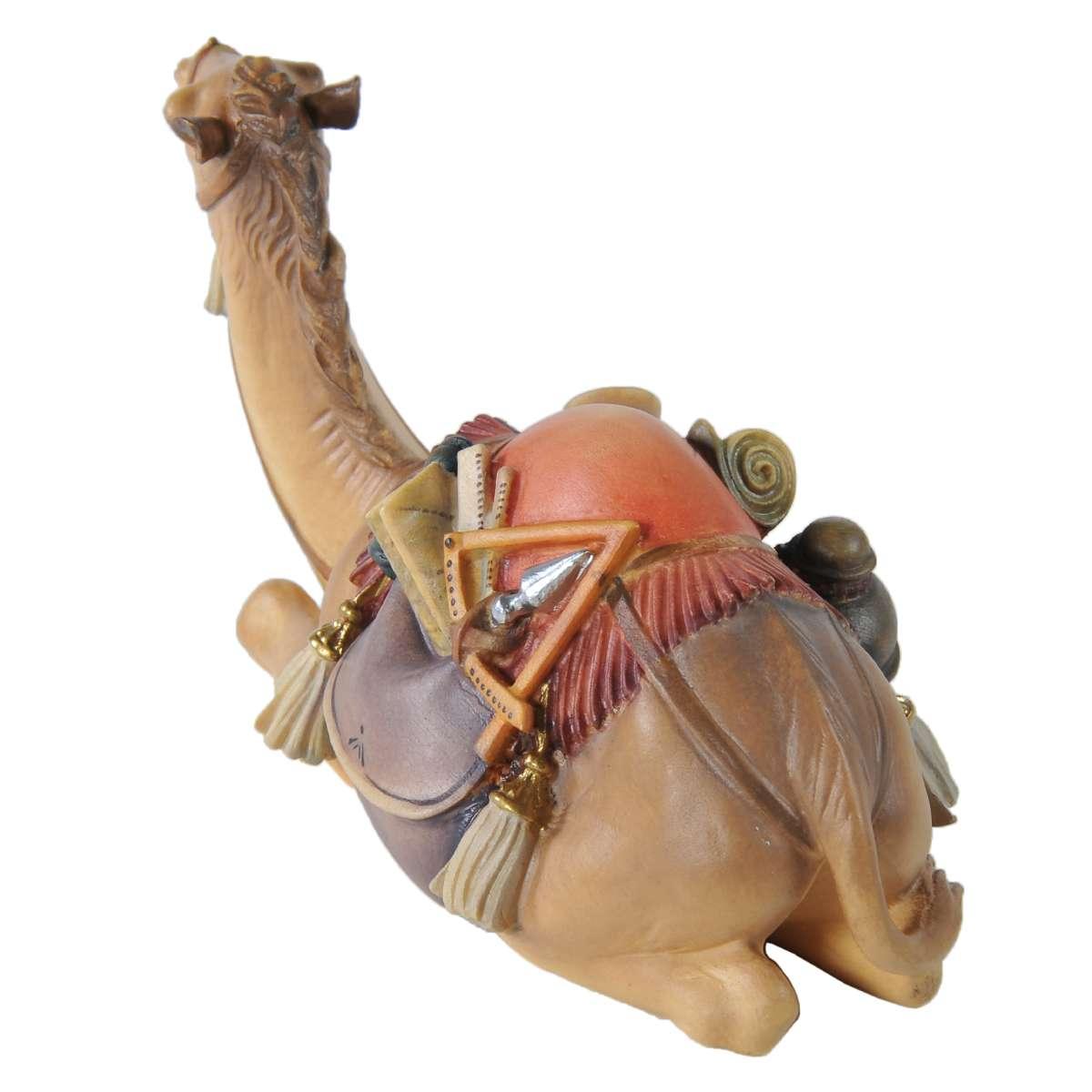 Statua presepe 15 cm scultura in legno cammello sdraiato