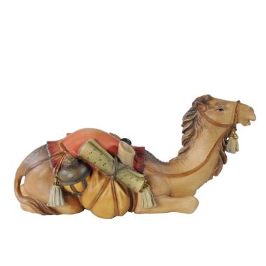 Statua presepe 15 cm scultura in legno cammello sdraiato