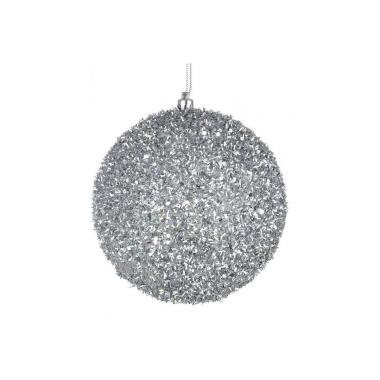 Pallina natalizia argento glitter Ø 15 cm