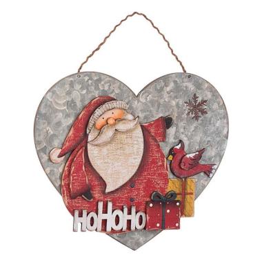 Decorazione natalizia cuore legno babbo 31 x 35 cm