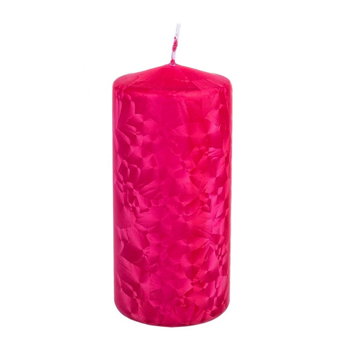 Candela cilindrica rossa decorata 7 x 15 cm
