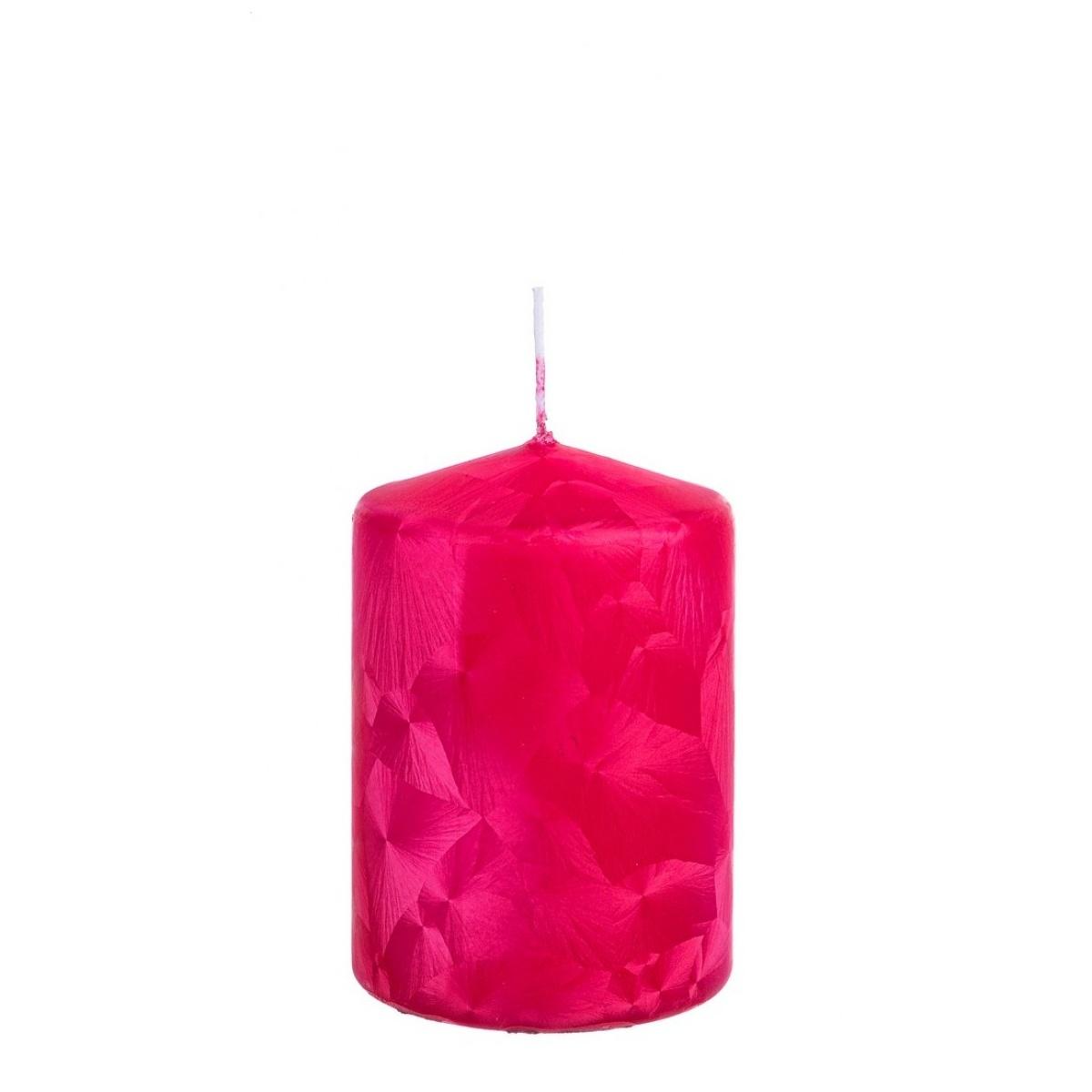 Candela cilindrica rossa decorata 7 x 10 cm