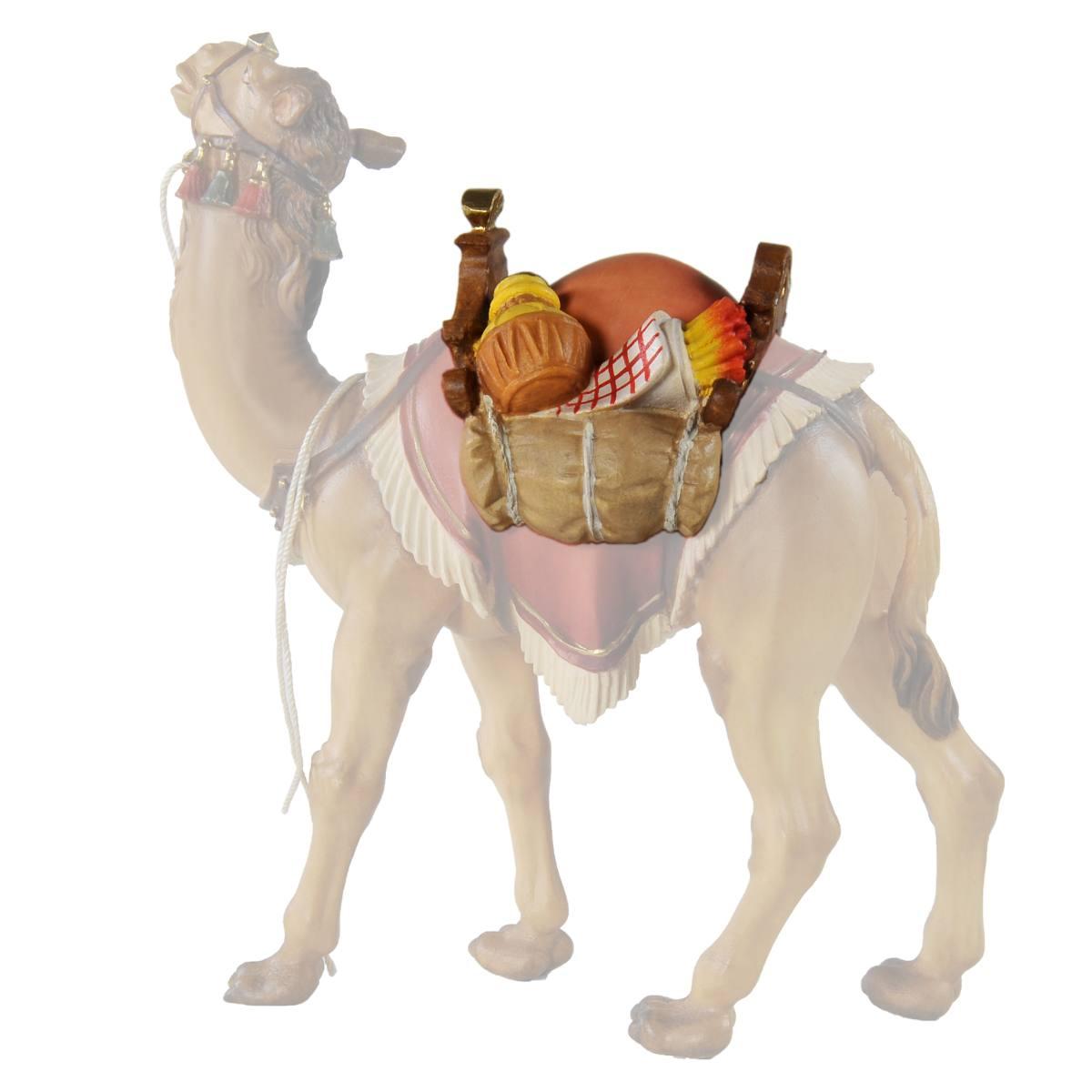 Statua presepe 15 cm scultura in legno sella per cammello in piedi