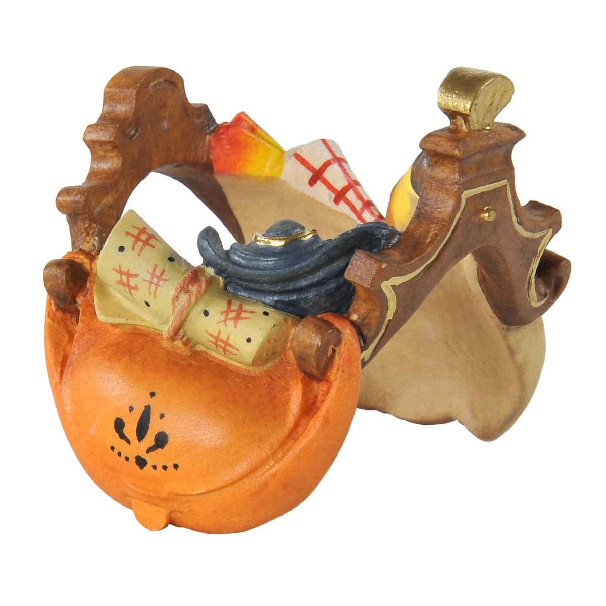 Statua presepe 15 cm scultura in legno sella per cammello in piedi
