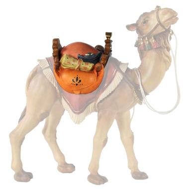 Statua presepe 15 cm scultura in legno sella per cammello in piedi