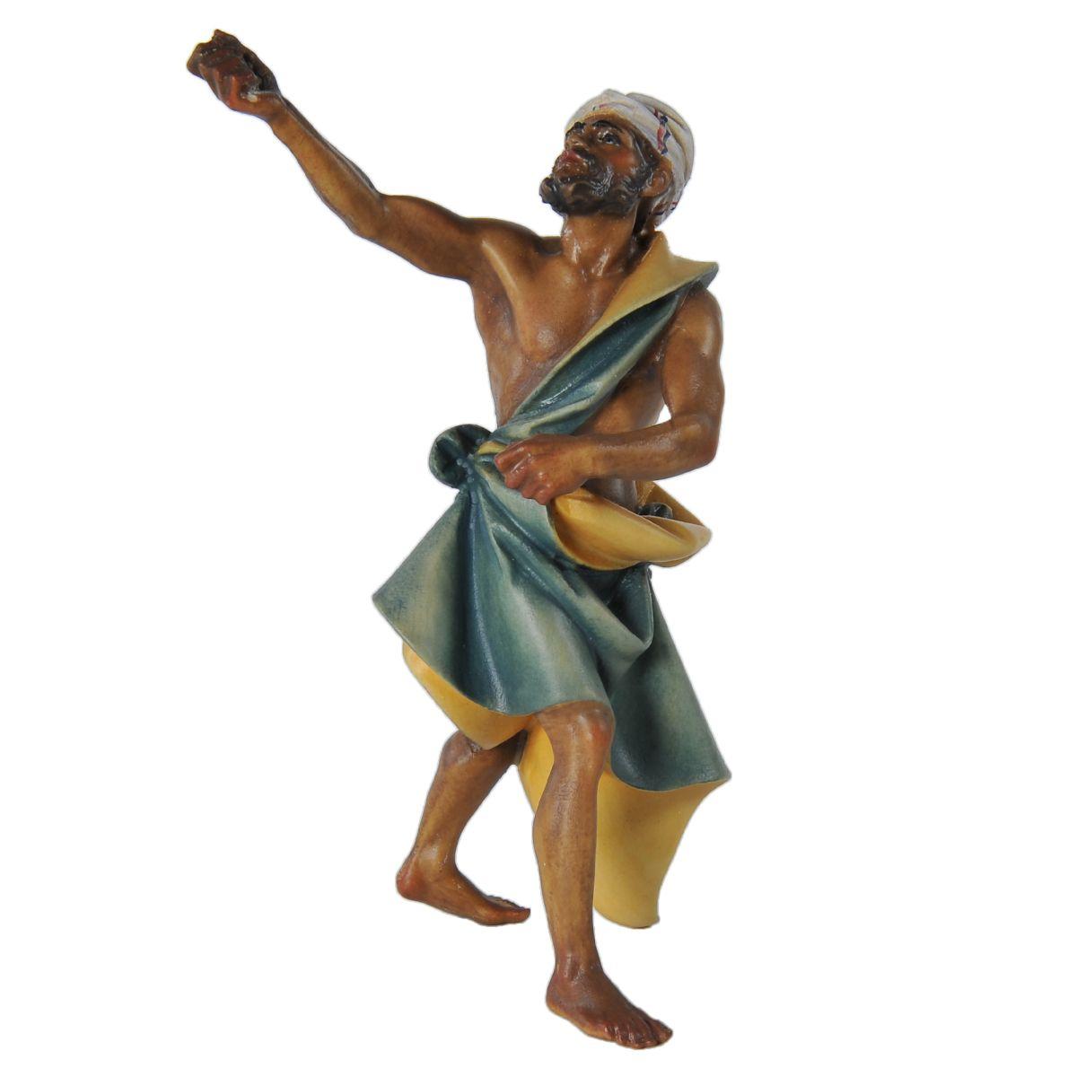 Statua presepe 15 cm scultura in legno cammelliere in piedi