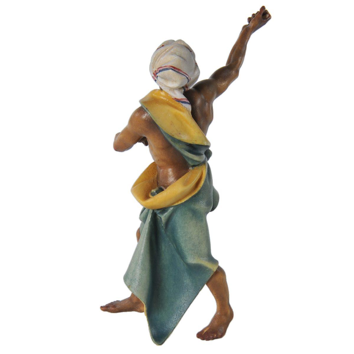 Statua presepe 15 cm scultura in legno cammelliere in piedi