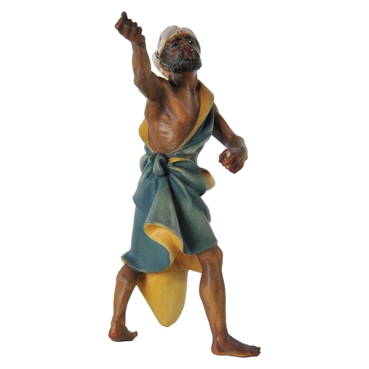 Statua presepe 15 cm scultura in legno cammelliere in piedi
