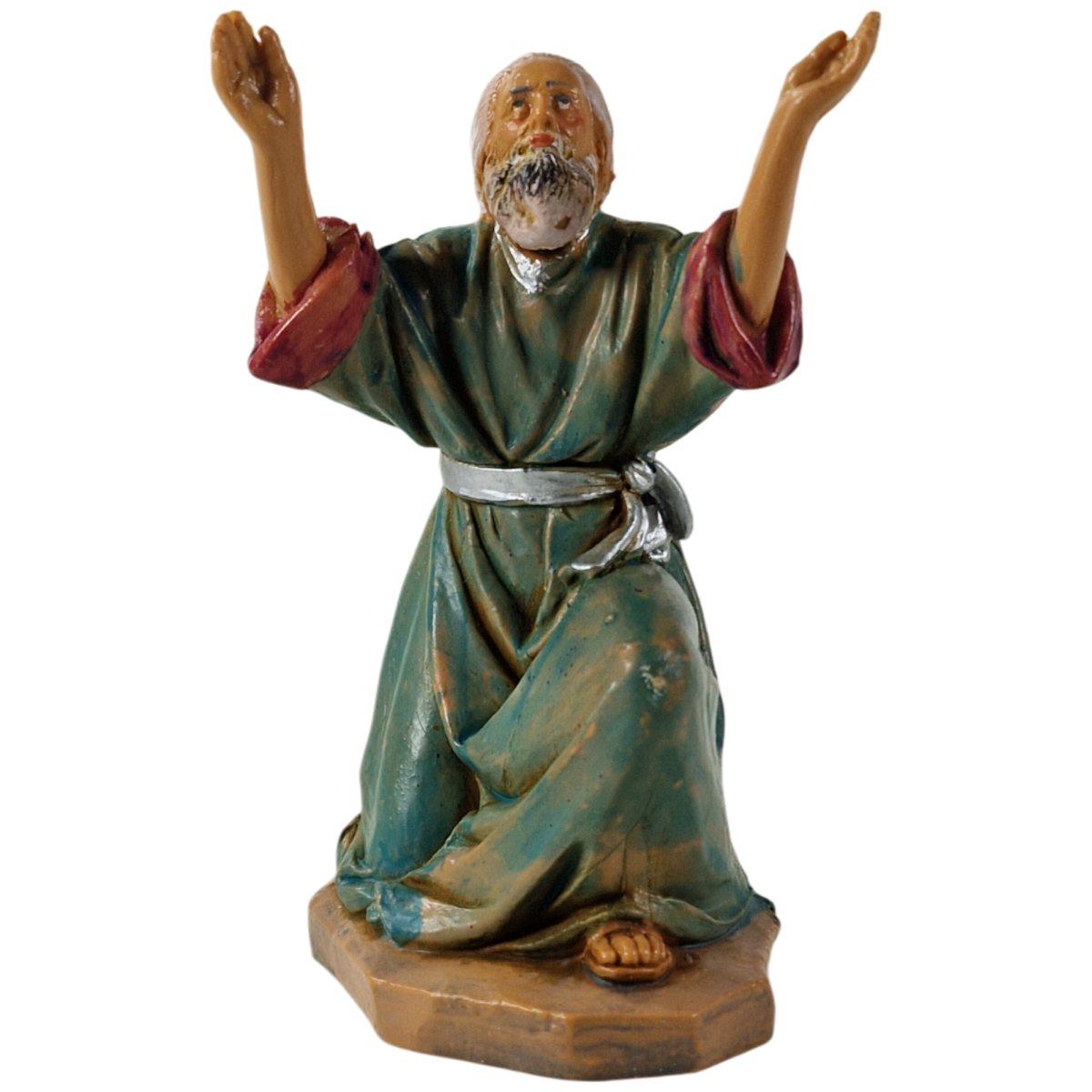 Statua presepe 12 cm profeta in ginocchio