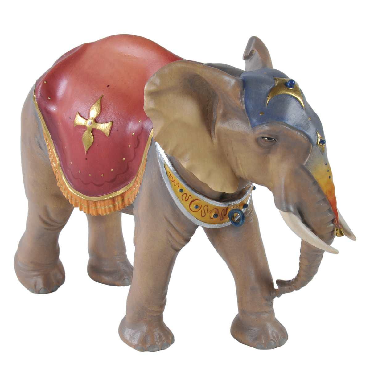 Statua presepe 15 cm scultura in legno elefante in piedi