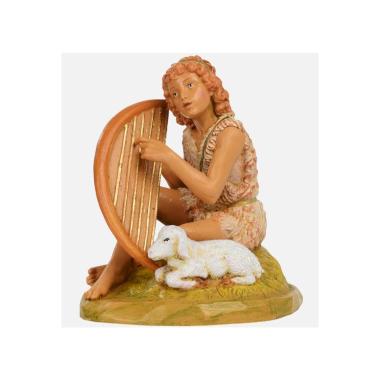 Statua presepe 12 cm fauno pastore lira
