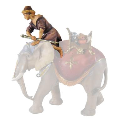 Statua presepe 15 cm scultura in legno elefantiere seduto