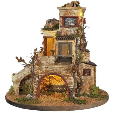 Diorama presepe luci circolare girevole pr02