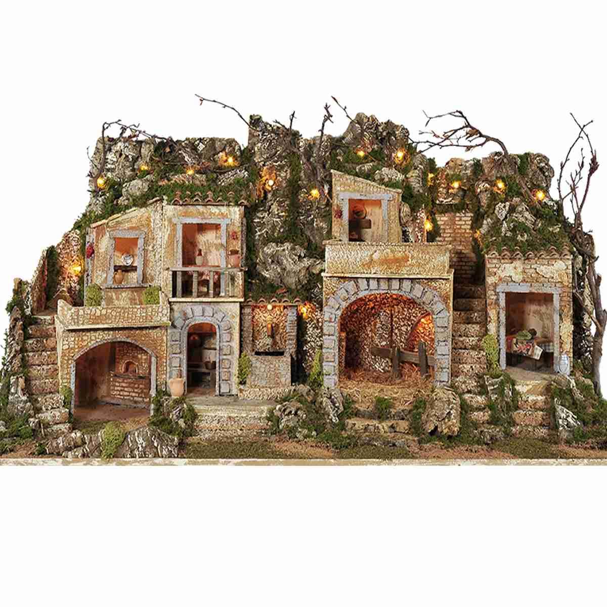 Diorama presepe luci forno fontana pr03