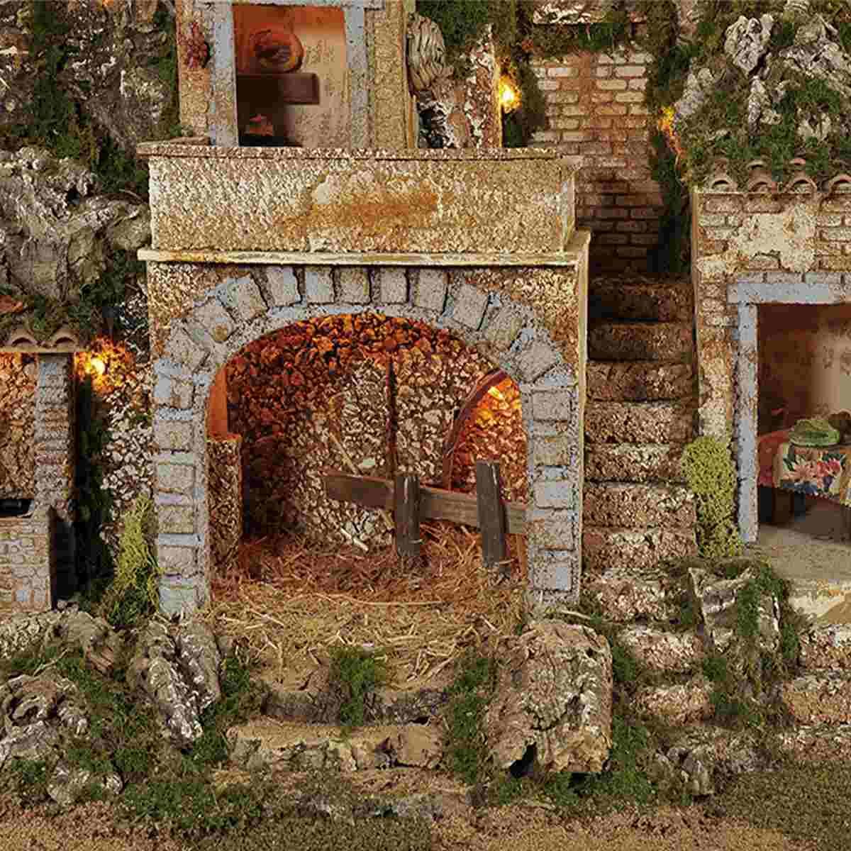 Diorama presepe luci forno fontana pr03